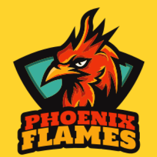 Logo of the Phoenix Flames with a stylized orange and red phoenix head and bold text.