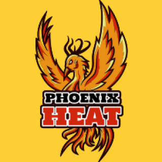 Phoenix Heat logo with a fiery orange phoenix on a yellow background.
