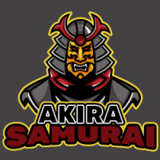Logo of a fierce samurai warrior wearing a traditional helmet and armor.