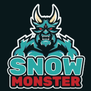 Illustrated logo of a snow monster with horns labeled 'Snow Monster'.