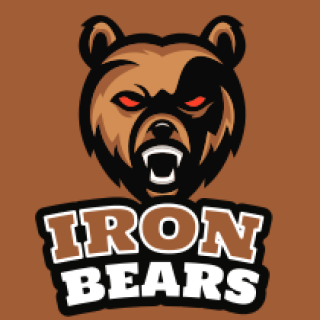 Iron Bears sports team logo featuring a fierce bear illustration.