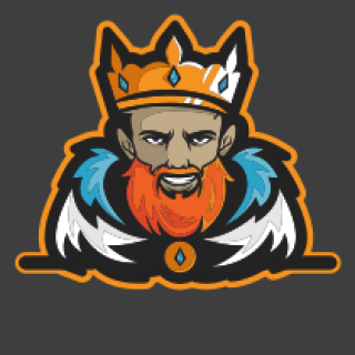 Illustration of a king mascot with an orange beard and crown.
