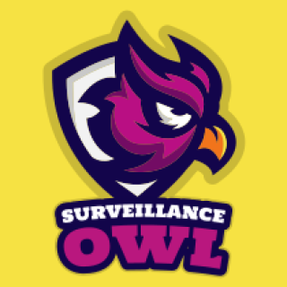 Logo featuring a stylized purple owl with the text 'Surveillance Owl' on a yellow background.